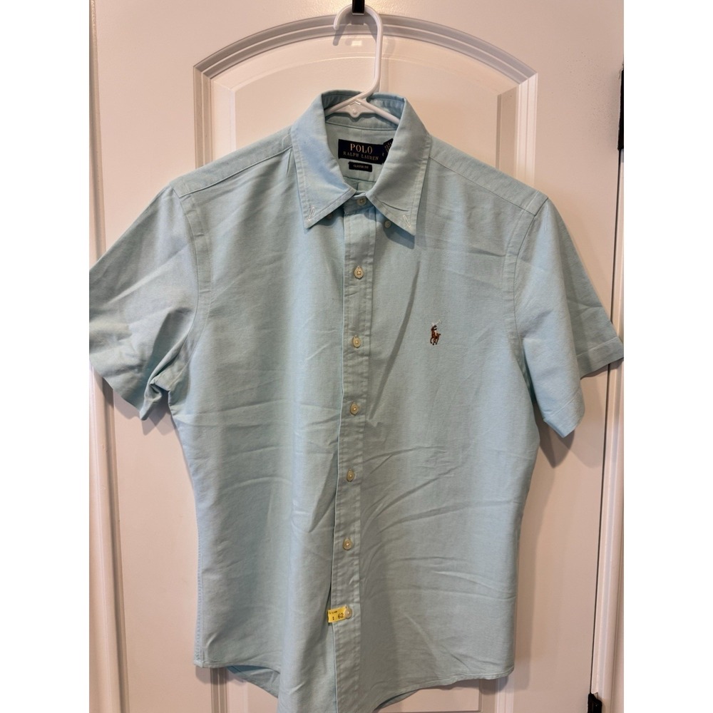 Polo Ralph Lauren Classic Fit Button-Down Shirt Men's S Short Sleeve Aqua Blue